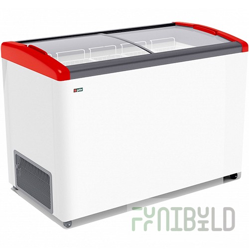 Chest freezer V=410 l GELLAR FG 475 E red (1210x650x860 in, -12…-25C, 5 baskets, wheels, lock)