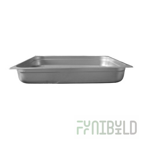 Gastronorm container without lid stainless steel GN-2/1 depth 100, 27 l (650x530x100 in), in pack 3/6 pcs.