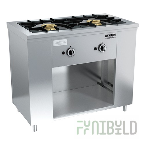 Gas stove 2-burner open type floor without oven PRG-IIA-2 Maxi (955x555x850(760)mm, 2x8kW)