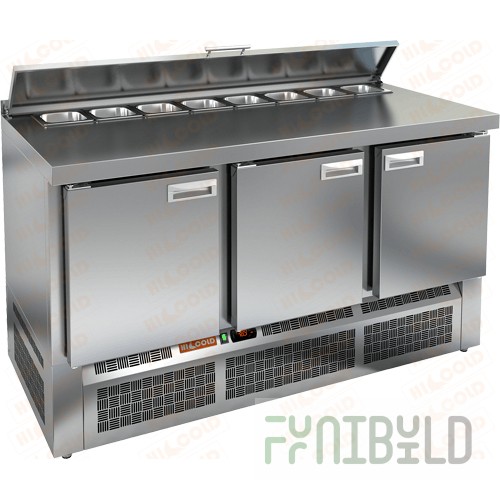 Salad table Hicold SLE2-111GN with roof. (1485x700x900mm; 0.41 kW, 220V, +2...+10 °C)