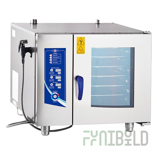 Convection steamer without gastronomic container on 6 levels PKA6-1/1VM2 (injection, all stainless steel, 3-channel probe, humidity control, 5 fan speeds) + 110 programs