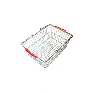 Metal shopping basket SB22-ZN (450x320x200mm, 22l, zinc, 2 PVC handles, green)