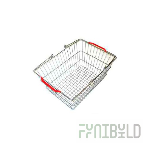 Metal shopping basket SB22-ZN (450x320x200mm, 22l, zinc, 2 PVC handles, green)