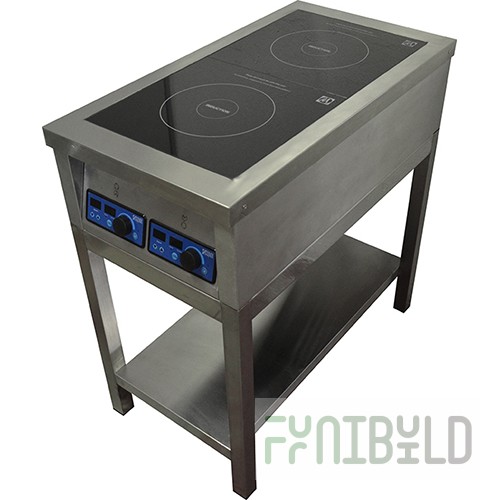 Induction cooker PI-2 (460x850x870 in, 2 conf., solid shelf, 7 kW, 380 V)