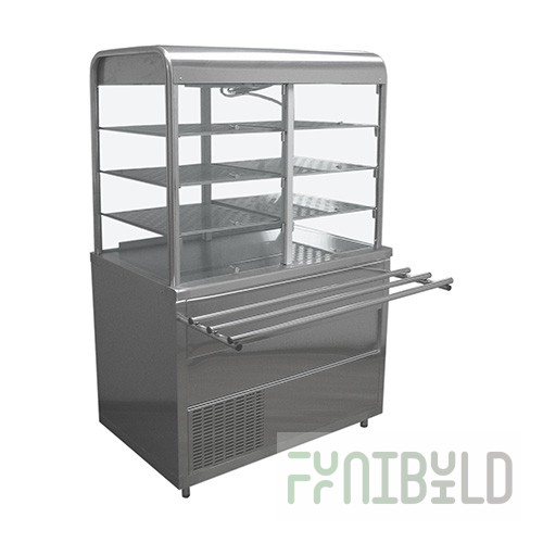 Refrigerated table with display case Lira-Profi SOEP-V/LP (1120x705(1030)x1700(1720) in, stainless steel, backlight, 6 shelves, 220V)