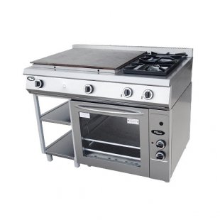 Gas stove with 2 burners with a solid surface without a broiler cabinet F6ZhTLSPDG(p) (2+2)/ 50021p (1180x800x1050 in, 220 V, 26.4 kW)