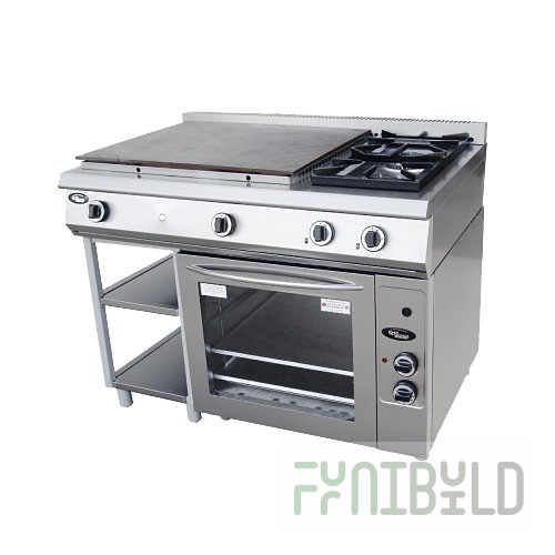 Gas stove with 2 burners with a solid surface without a broiler cabinet F6ZhTLSPDG(p) (2+2)/ 50021p (1180x800x1050 in, 220 V, 26.4 kW)