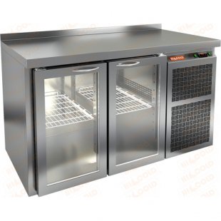 Table with a cooler with glass doors. Hicold SNG 11 BR2 HT (1505x600x850mm, +2...+10 °C)