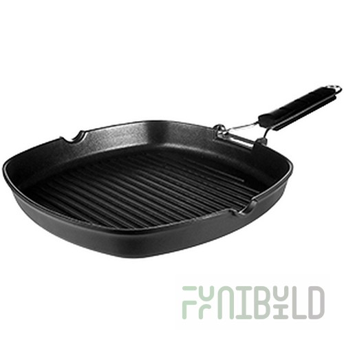 Grill pan (aluminum) d=280x40 square cast, plastic "Prootel" art.4021653