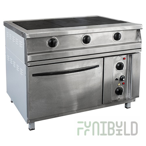 Electric stove 3-burner floor with oven PEP-0.51M-DSH-N (all stainless steel) (1095x860x860(880)mm, 17 kW, 380V)