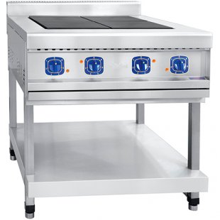 Electric stove 4-burner without oven EPK-48P (all stainless steel) on a stand (840x900x(860)942mm, 11.2 kW, 220/380V)
