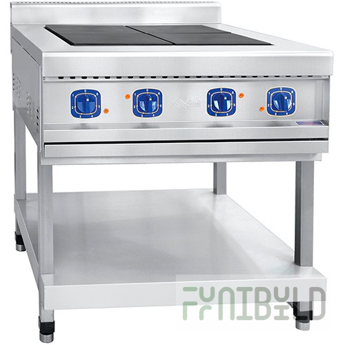 Electric stove 4-burner without oven EPK-48P (all stainless steel) on a stand (840x900x(860)942mm, 11.2 kW, 220/380V)