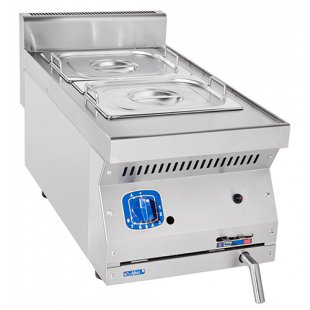 Tabletop gas bain-marie GMK-40N stainless steel (401x827x474 in), 2 GN 1/2 containers, 700 series