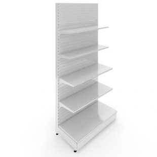 Wall-mounted rack 1000x600x2250mm, shelves: base 500mm+2x400mm+2x300mm, solid back wall, plinth