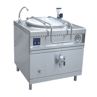 Electric cooking kettle, drain cock, steam jacket, solid-drawn KPEM-160/9 T (fully stainless steel)
