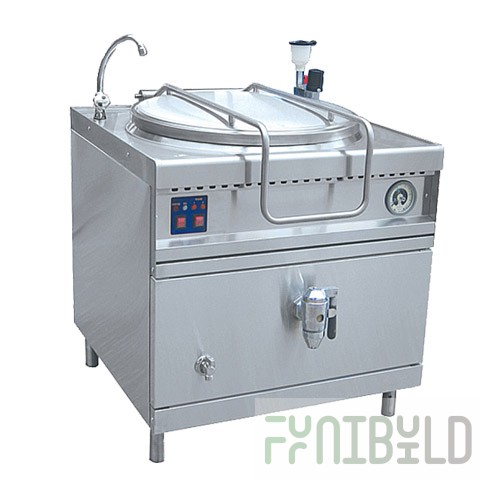 Electric cooking kettle, drain cock, steam jacket, solid-drawn KPEM-160/9 T (fully stainless steel)