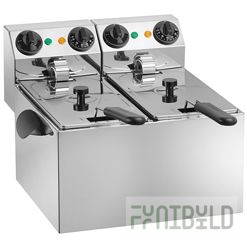 Deep fryer Amitek FE44 (430x430x310mm, 2x4 l, 2 kW + 2 kW, 220 V) 2 containers