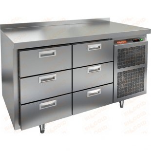 Table with refrigerated cabinet Hicold GN33/TN (1390x700x900mm, 0.42 kW, 220V, -2...+10 °C)