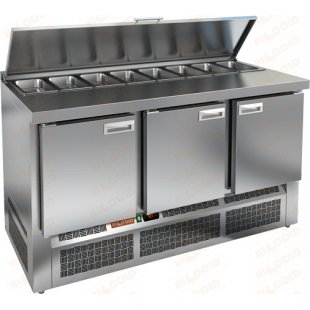 Salad table Hicold SLE1-111GN with roof with 3 locks (1485x700x850mm, +2...+10 °C)