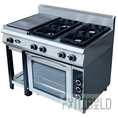 Gas stove 4-burner with solid surface with combined oven F6ZhTLSPDG(p) (1+4) /50072