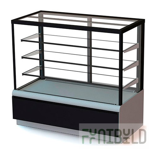 Medium-temperature display case. 1300x700x1280mm, KC70 VV 1.3-1 (VHSv - 1.3d Carboma Cube Lux) Techno, +0...+7C, 3 shelves