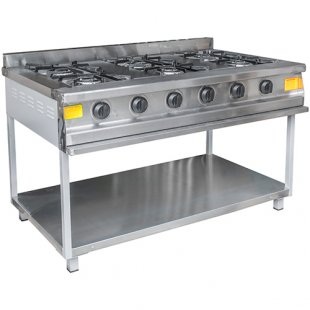 Gas stove without oven PG-6 (1380x823x930(950) in, 21 kW, 220 V)