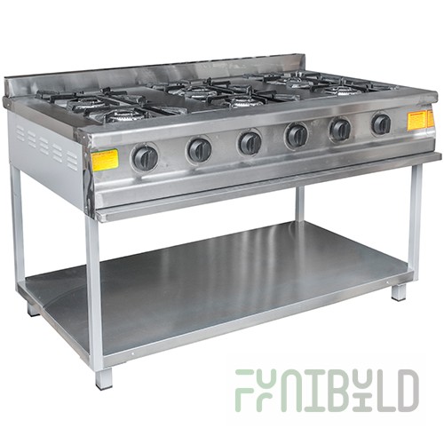 Gas stove without oven PG-6 (1380x823x930(950) in, 21 kW, 220 V)