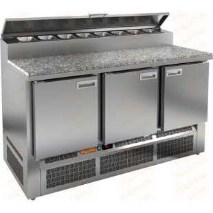 Pizza table Hicold PZE2-111GN (1/6) stone (1485x700x1050mm, +2...+10 °C)