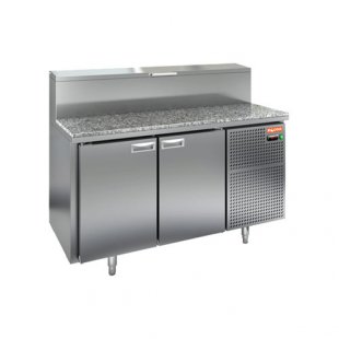 Medium-temperature pizza table V=150l, HICOLD PZ1-11/GN (1/3H) (+2...+10C, 1390x700x850 in, 2 doors, granite tabletop)