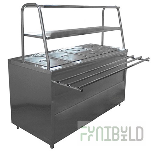 Steam bain-marie for 2 dishes, 7 gastr. Lira-Profi Eco MEP-2B-P/LPE-1500 (1500x1030x1482mm, galvanized steel, 220V)