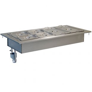 Steam bain-marie for 2 dishes (1500x700x521 in, GN1/1, 2.4 kW, stand not included)