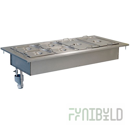 Steam bain-marie for 2 dishes (1500x700x521 in, GN1/1, 2.4 kW, stand not included)