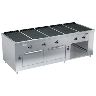 Gas stove 5-burner closed type floor with 2 ovens PRG-IIA-5S 2DS Maxi (2420x990x850(760), 5x10kW, 2x8kW)