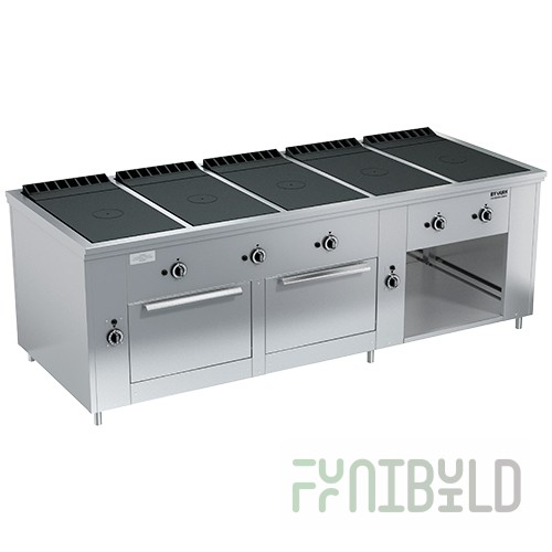Gas stove 5-burner closed type floor with 2 ovens PRG-IIA-5S 2DS Maxi (2420x990x850(760), 5x10kW, 2x8kW)