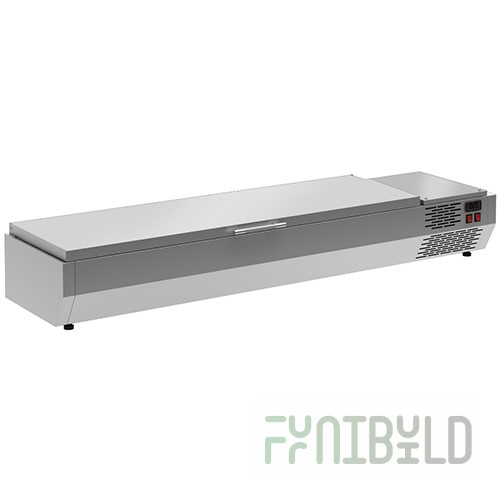 Medium-temperature tabletop display case 1630x400x245 in, A40 SM 1.6 with lid 0430 (Carboma VT3-G with lid