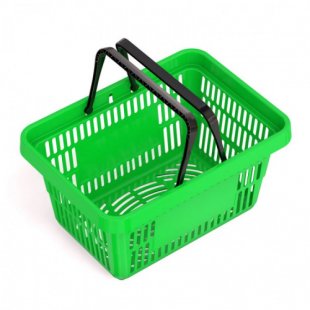 Shopping basket plastic SBP20 (440x305x200mm, 20l, 2 black handles, green)