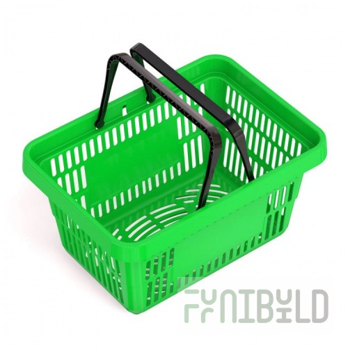 Shopping basket plastic SBP20 (440x305x200mm, 20l, 2 black handles, green)