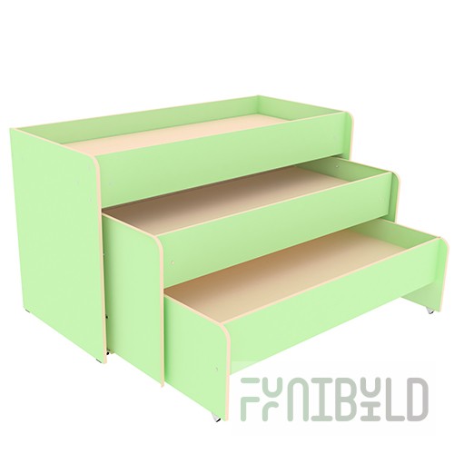 Three-tier roll-out bed 1512x680x390/630/860 in art. KD-3 (SALAD)