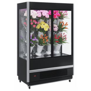 Flower display case with front FC20-08 VM 1.3-1 X7 FLORA (black/gray) 0…+7 1330x875x1930 in