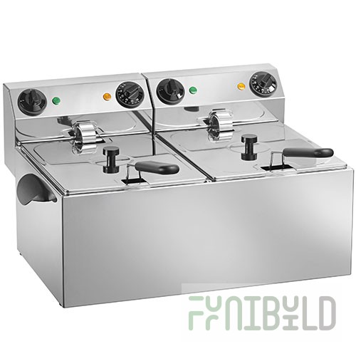 Deep fryer Amitek FE88 (620x430x310mm, 2x8 l, 3.25 kW + 3.25 kW, 220 V) 2 containers