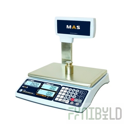 Electronic trade scales with stand MAS MR1-15P (390x330x400 in, platform 310x220 in, up to 15 kg)