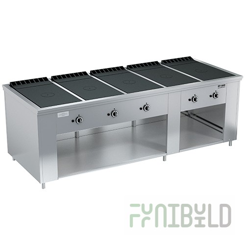 Gas stove 5-burner closed type floor without oven PRG-IIA-5S Maxi (2420x990x850(760), 5x10 kW)