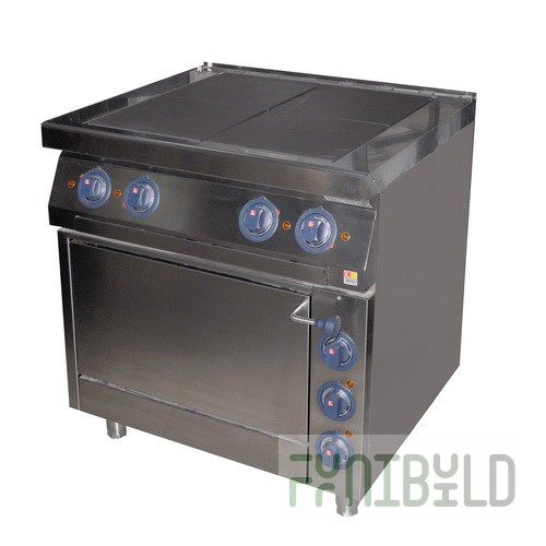 Stove 4 burners 700 series KOVINASTROJ ES-T47/1 55827 (800x700x900mm, 380V, 14.5 kW, with a hot cabinet)