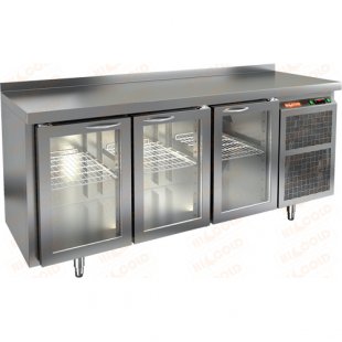 Table with a cooler with glass doors. Hicold GNG 111/HT (1835x700x850mm, 0.41 kW, 220 V, +2...+10 °C)