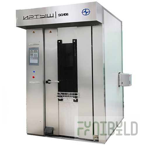 Rotary oven PVT - 1Kf1 (2470x1820x2480mm; for baking trays 700x540mm; stainless steel body; gas; without burner)