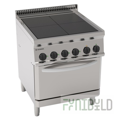 Electric stove 4 burners 700 ser TECNOINOX PFU70E7 616100 (700x700x850 in, 14.7 kW, 380 V)