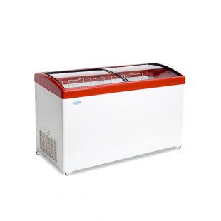 Chest freezer V=426l, MLG-500 -18...-25 C, 1404x604x790mm, red lid bent glass (5 baskets) SNEZH