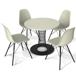 Dining furniture set SHT-DS8 (white/black, table+chairs), 2320x2320x840 in