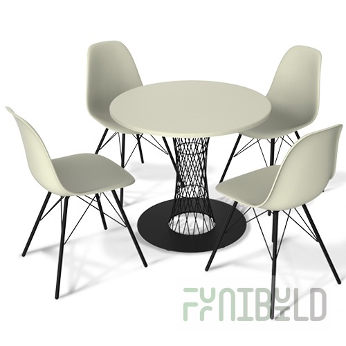 Dining furniture set SHT-DS8 (white/black, table+chairs), 2320x2320x840 in