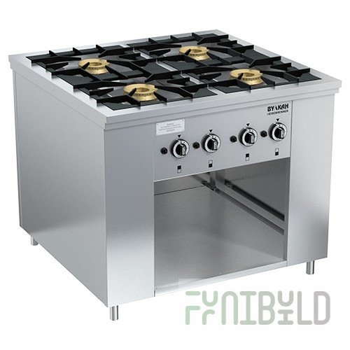 Gas stove 4-burner floor open type without oven. cabinet PRG-IIA-4 Maxi (1000x990x850(760)mm, 4x8kW)